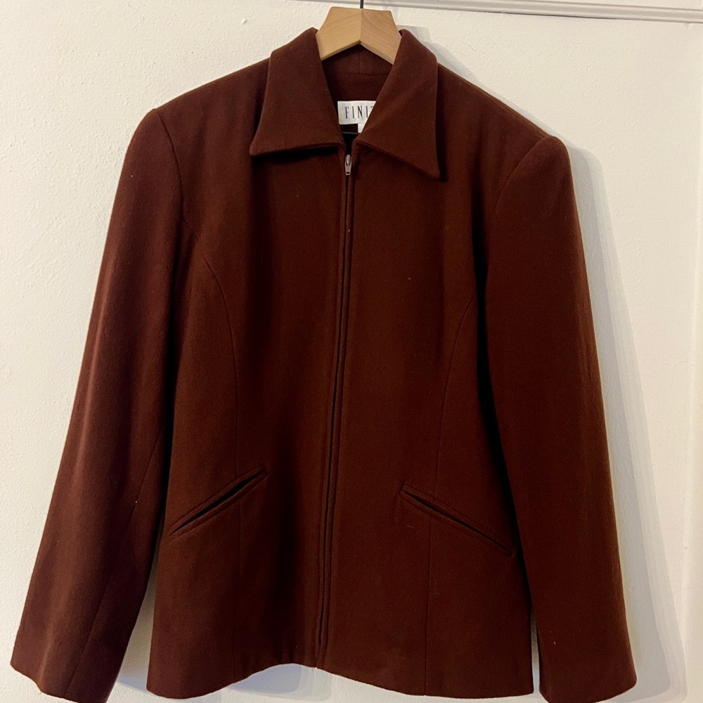 Vintage Finity Women’s Jacket Brown Size 8 / 78% wool / 20% nylon / 2% cashmere